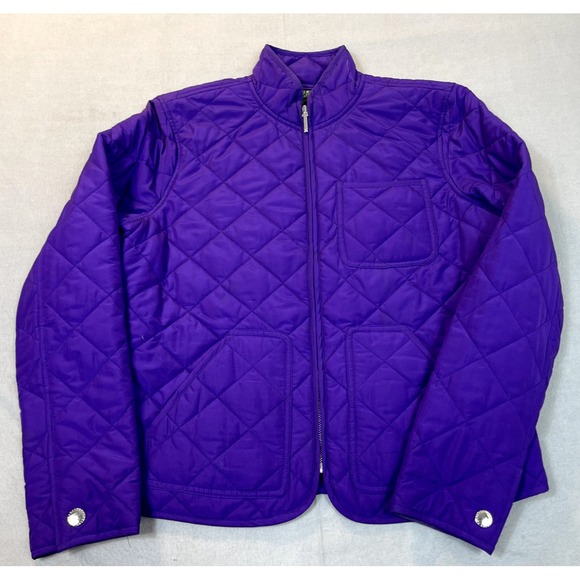 Lauren Ralph Lauren Jacket Quilted Coat Womens‎ P/M Petite Medium Purple Jacket - Picture 1 of 14